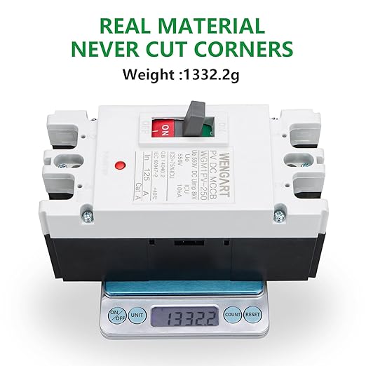 WENGART DC MCCB 500VDC WGM1PV-250,125Amp Solar PV Disconnect Switch,2P Heavy Duty Molded Case Breaker with Arc Chutes for Solar Energy Systems,ESS & Battery Protection