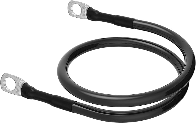 8 AWG Battery Cable 8 Gauge Power Inverter Cables with 5/16 Inch Lugs Both Ends for Solar Boat Marine RV Car 2 Pack (2FT)