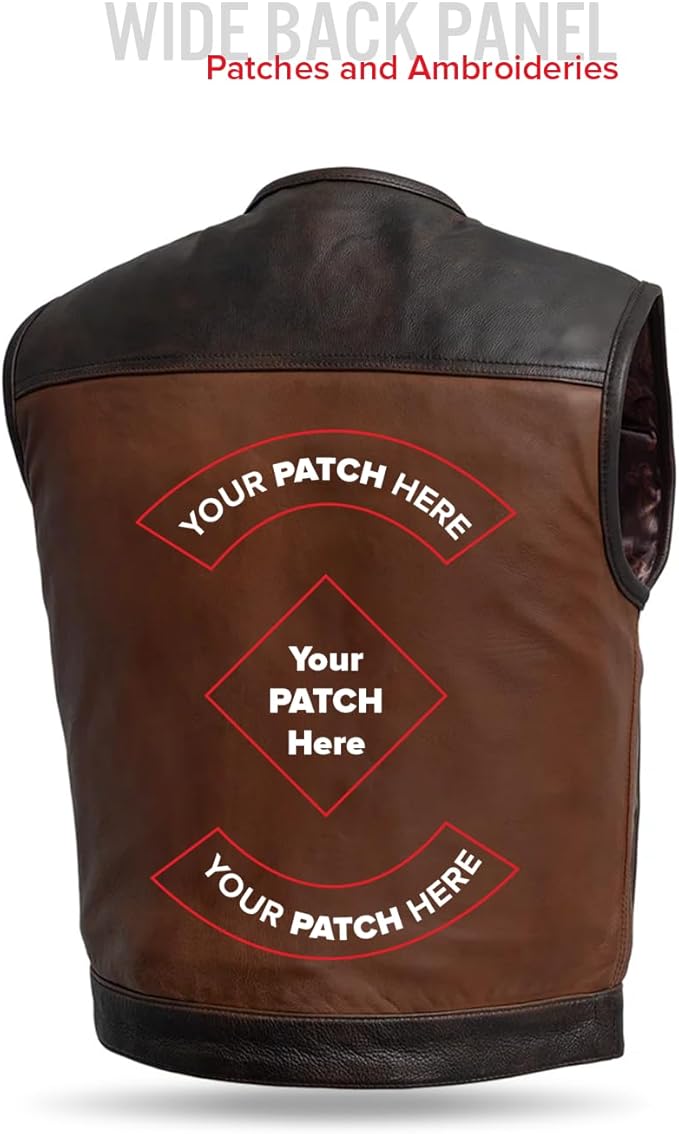 First Mfg Co - Lowside - Mens Motorcycle Biker Riding Canvas, Leather, Twill, Perforated Leather Vest