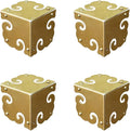 4Pcs Vintage Pure Brass Corner Protectors Antique Hardware Desk Edge Wooden Jewelry Gift Box Cabinet Three Sides Full Encase Corner Guard (Gold)