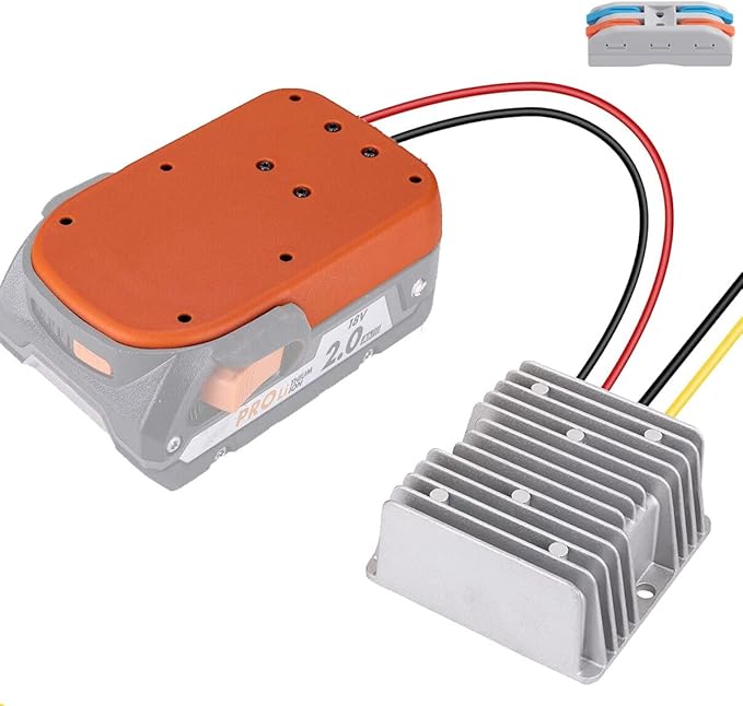 DC 18V to DC 12V Step Down Converter for Ridgid 18V Battery Adapter for Power Wheel Converter with Upgraded Low Voltage Protection for Golf Rc Car Truck Light (20A 240W)
