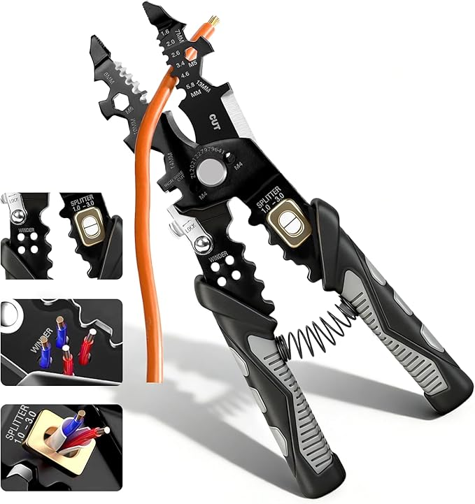 25-in-1 Multifunctional Wire Stripper - Professional Wire Stripper Tool for Cutting Crimping, Compatible with 16 AWG to 6 AWG Wires - Versatile Wire Strippers Electrical for Industrial & Home Use