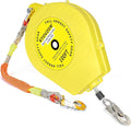100FT Self Retracting Lifeline, Fall Arrest Fall Protection Dual Alloy Steel Hook Steel Wire Rope Heavy Duty Retractable Lanyard, Roofing Lifeline, SRL, Safety Lanyard