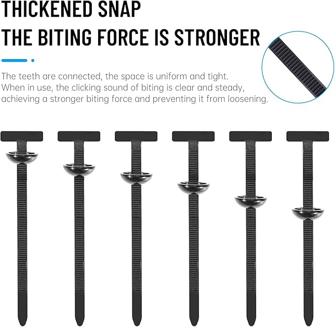 100PCS Nylon Universal Cable Tie Buckle, Heavy Duty Self-Locking Zip Ties with Pin & Button Design - UV Resistant Black Fasteners for Car Auto Repair & Daily Fixing