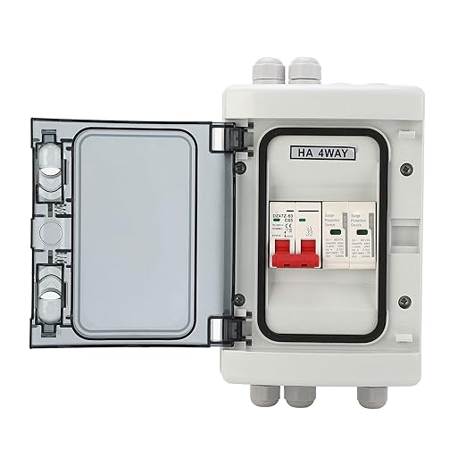 DC Solar Disconnect Switch, PV DC Miniature with IP65 Distribution Box for Solar Panels, 500V Photovoltaic Electrical Isolator Switch for Outdoor Use (63A)