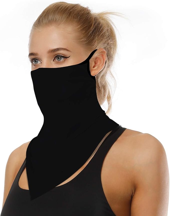 YAYOUREL Neck Gaiter Face Mask Bandanas for Men Women UV Face Scarf Cover Ear Loop Hole Facemask for Fishing Running Cycling