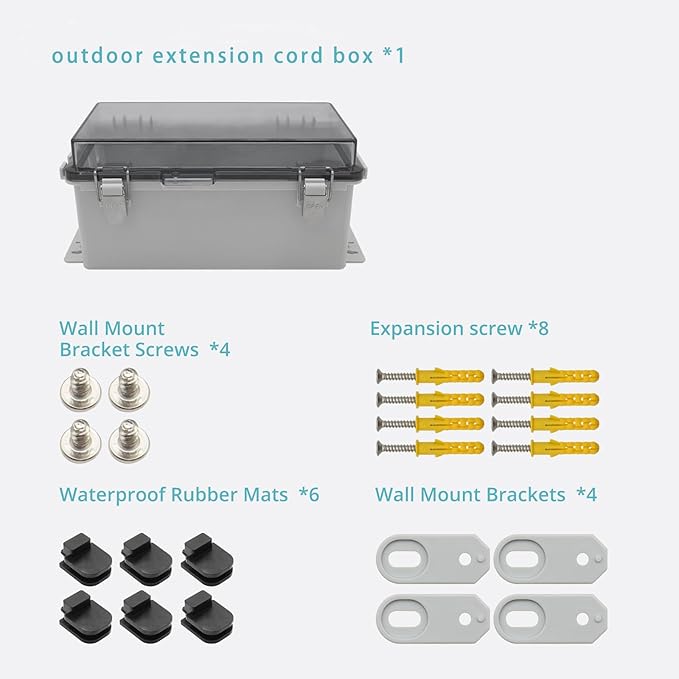Outdoor Extension Cord Cover for Outside Outlet Plug Cover Waterproof, 9x5x4.3” Outdoor Electrical Box for Outlet Plug,IP67 Outdoor Waterproof Plug-in Distribution Box