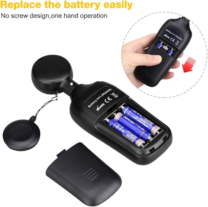 Light Meter Digital Illuminance Meter Handheld Ambient Temperature Measurer, Range up to 200,000 Lux, Luxmeter with 4 Digit Color LCD Screen