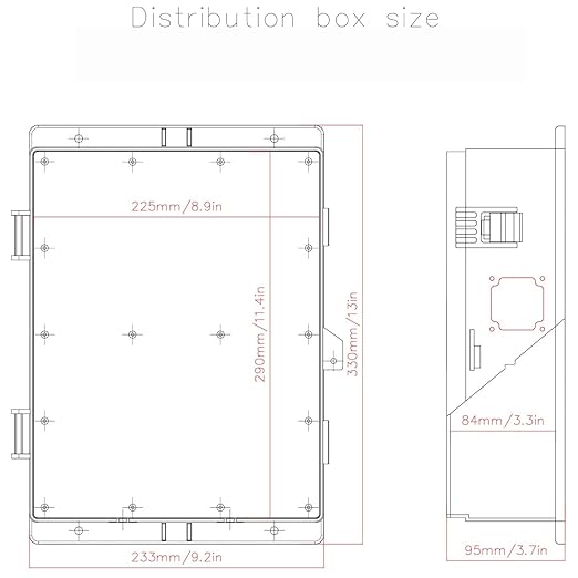 Outdoor Electrical Junction Box, Ventilation and Heat Dissipation ABS Plastic Project Enclosure with Internal Mounting Panel 13"x 9.2"x 3.7"