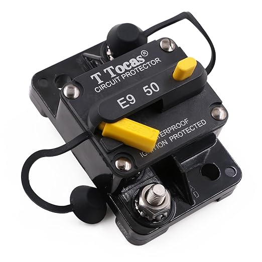 E9 50 Amp Circuit Breaker Surface Mount with Manual Reset | Waterproof IP67 Protection | 12V - 72V DC 50A Swithable