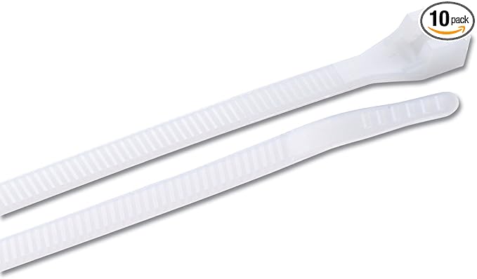 Gardner Bender 45-521 Heavy-Duty Cable Tie, 21 Inch., 180 lbs. Tensile Strength, Tensile Strength, Wire / Cord Management Industrial / Outdoor & Household Use, Nylon Zip Tie, 10 Pk., Natural