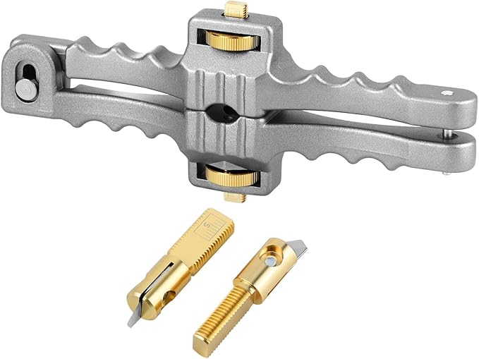 QWORK Armored Fiber Optic Cable Stripping Tool, Adjustable Depth, Ergonomic Design, Compatible with PVC, PE, and Steel Sheaths