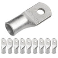 SELTERM 10pcs 1/0 AWG-1/4" Stud Tinned Copper Wire Lugs, Heavy Duty Cable Ends, 0 Gauge Ring Terminals, UL Battery Lugs Marine Grade Copper Eyelets Electrical Terminal Connectors