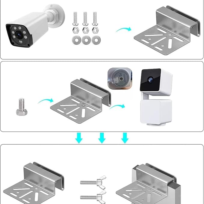 Pan-Tilt Gutter Mount for Eufy Cameras/Arlo Solar Panels, 360° Adjustable Stainless Steel Bracket, No-Drill Install, Weatherproof, Fits Eufy S220/C210/eufyCam 3/S330