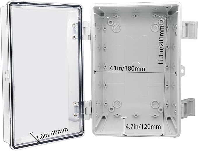 Waterproof Electrical Box Dustproof Junction Box Weatherproof IP67 ABS Plastic Enclosure Switch Router Project Box with Mounting Plate with Wall Bracket 2 Cable Glands Clear 11.8"x7.9"x6.7"