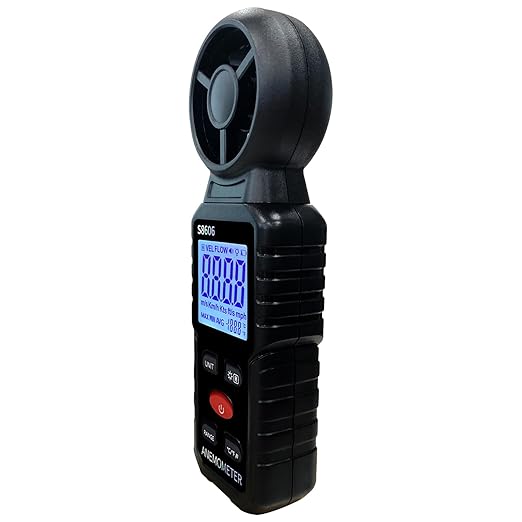 3 in 1 Handheld Anemometer Wind Speed Meter Gauge Speedometer Wind Level Tester Air Flow Meter Temperature Measuring Device Outdoor for Sailing Surfing Flying Shooting