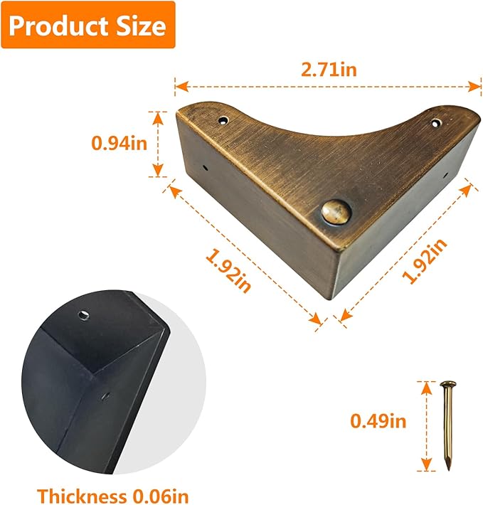 Metal Box Corner Protector, 4pcs Corner Guard Desk Box Edge Safety Decorative Protector Safety Guard Cabinet Metal Edge Bumpers for Case Wooden Furniture Hardware