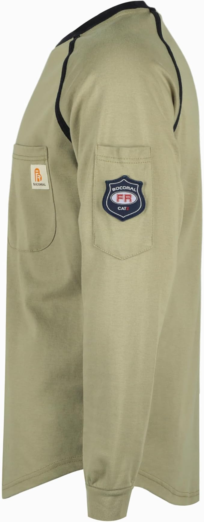 BOCOMAL FR Shirts for Men Crew Neck Long Sleeve 5.5oz Light Weight Flame Resistant/Fire Retardant Clothing Shirt