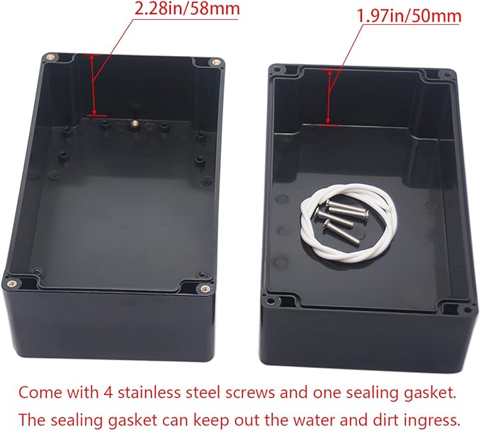 Project Box ABS Black Electrical Boxes IP65 Outdoor Waterproof Box Electronic Junction Box Power Enclosure with Cable Glands for DIY Project 7.87 x 4.72 x 4.45 inch (200x120x113mm)