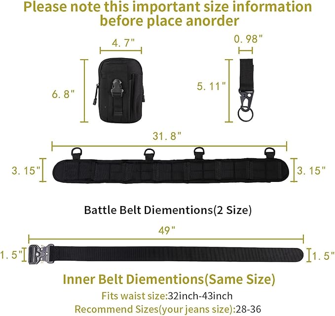 Tactical Battle Belt Set, Molle, Shooting, War Belt