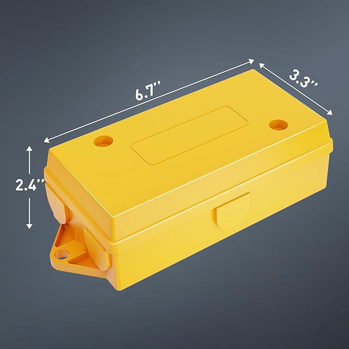 MICTUNING 7 Way Electrical Trailer Junction Box - 7 Gang Trailer Wire Connection Box Weatherproof for Rewiring Camper RV Caravans Boat Light, Yellow Cover