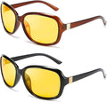 FEISEDY Classic Womens Night Glasses Driving Anti Glare Wrap Around Yellow Sunglasses B2548