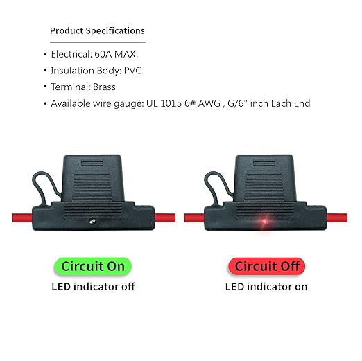 Waterproof in-line Maxi LED Fuse Holder, 8 AWG for Automotive, (2 Pack) Marine Blade Fuse Holder with Waterproof, Golf Cart Lighting, Electrical Circuits