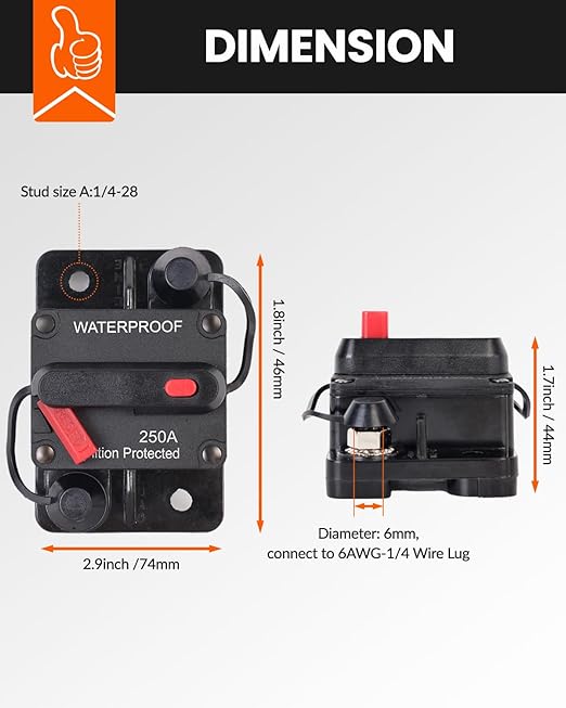 30 Amp Circuit Breaker for Boat Trolling Motor Marine ATV Trailer Vehicles Stereo Audio Electronic Battery Solar System Inline Fuse with Manual Reset Switch Waterproof DC 12V-48V (30A)