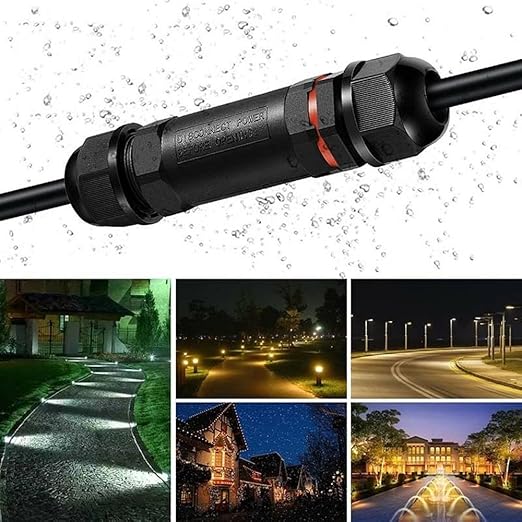 Cable Connector Waterproof IP68 3-Pole for 1-13 mm Cable Diameter, 2 Pieces Junction Box, Outdoor Underground Cable, Junction Box, Street Landscape Lights, Cable Sleeve, Connection Box