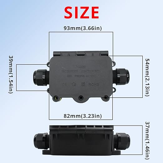 MAKERELE Small External Junction Box IP68,2 Way Clamshell-Type Underground Electrical Box with Screw Terminal Block Airtight Plastic Box Maximum Inner Diameter 12mm