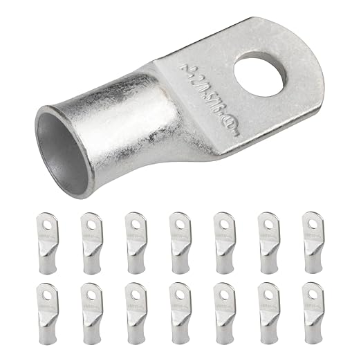 SELTERM 15pcs 2/0 AWG 5/16" Stud UL Marine Grade Battery Terminal Connectors - Tinned Copper Cable Lugs 00 Gauge Wire Connectors Electrical Cable Ends Ring Terminals