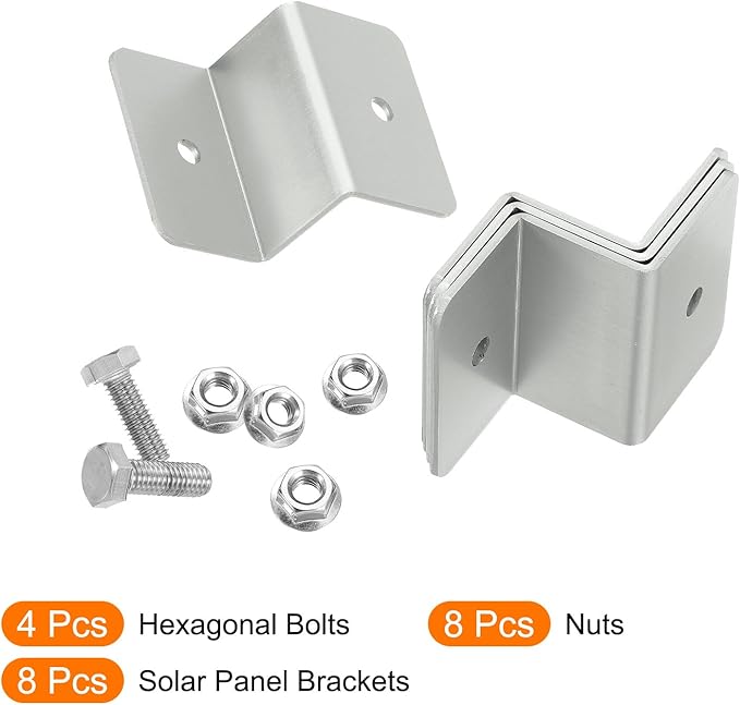 uxcell 4 Pack Z Brackets, 30mm Aluminum Alloy Solar Panel Brackets Lightweight Solar Panels Z Brackets with Nuts and Bolts for Roof RVs Boat Off Grid, Silver