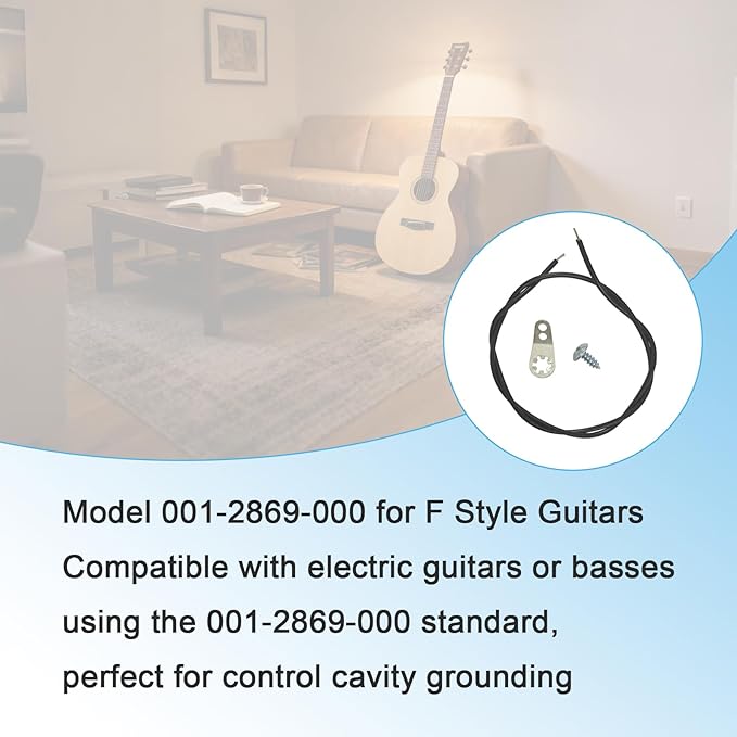 001-2869-000, 1 Set Guitar Cavity Shielding Ground Lug with Screw and Ground Wire, Compatible with F Style Guitars, Solder Lug Kit