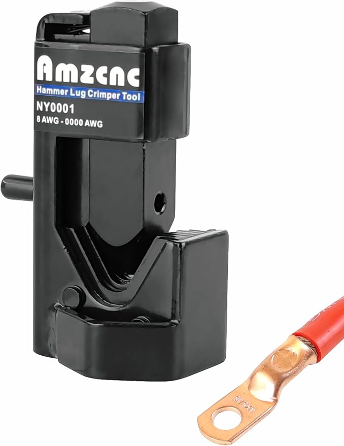 AMZCNC Hammer Lug Crimper Tool - 0000 AWG Battery and Welding Cables( 8 AWG TO 4/0 Wire Gauge)
