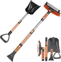34'' to 41'' Extendable Snow Brush, Ice Scraper for Car Windshield, Emergency Snow Shovel Snow Broom with Foam Grip 180° Pivoting Brush Head, Telescoping Snow Scraper for Car SUV Truck, Orange