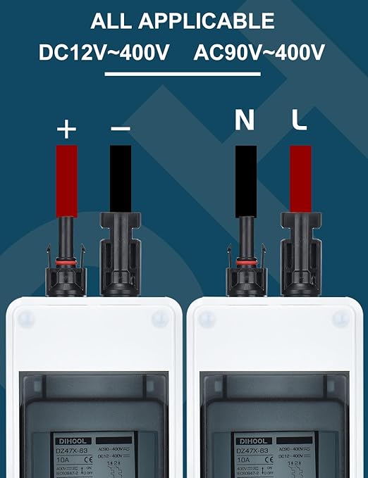 DIHOOL 10 Amp Solar Disconnect Switch, Miniature Circuit Breaker with din Rail Enclosure Outdoor Box for Solar Panels