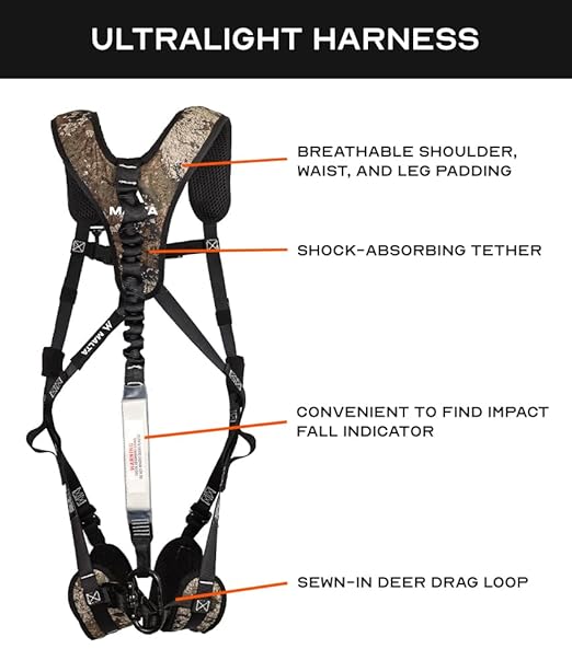 Malta Hunting Safety Ultralight Tree Stand Safety Harness Kit Set, TrueTimber Patterns, Multi-Sizes (Strata Camo, XXXLarge)