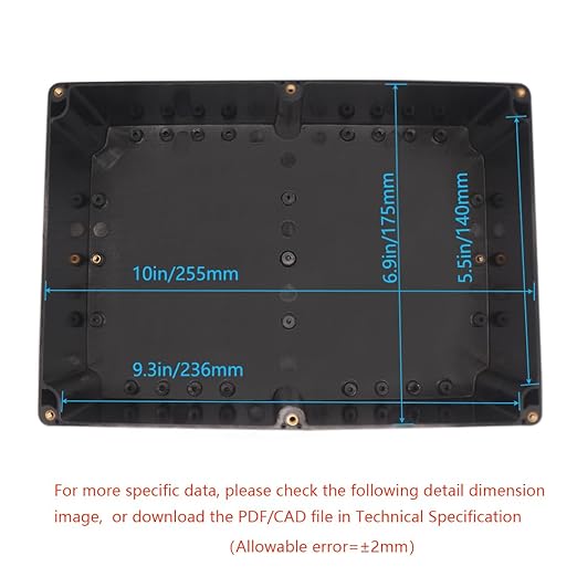 Zulkit Junction Box ABS Plastic Dustproof Waterproof IP65 Universal Electrical Boxes Project Enclosure with Fixed Ear Black 10.4 x 7.2 x 3.7 Inch (263 x 182 x 95 mm) (Pack of 1)