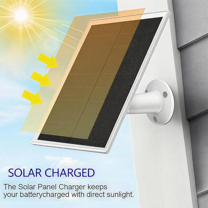 4 Pack Solar Panel for Ring Security Camera, Premium 5V USB Solar Panel Charger IP65 Waterproof, Compatible with Outdoor Rechargeable Battery Powered Cam, 9.8ft USB Cable, 360 Adjustable Bracket