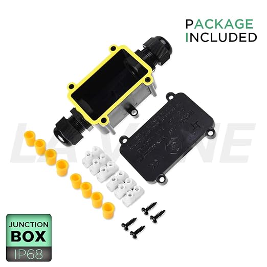 2 Way Electrical Junction Box, La Vane IP68 Waterproof 2 Way Cable Connector Lighting Connector Electric External Coupler, Cable Gland Ø 5-12mm