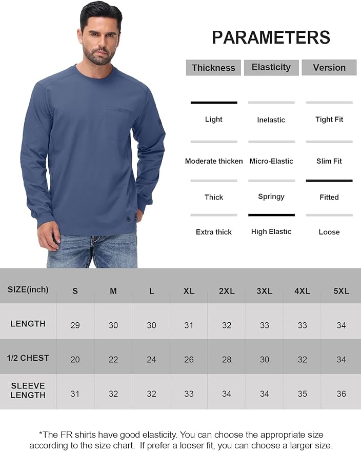FR Shirts for Men 5.5OZ Lightweight Stretch Patriot Baseball T-Shirt Work Shirt