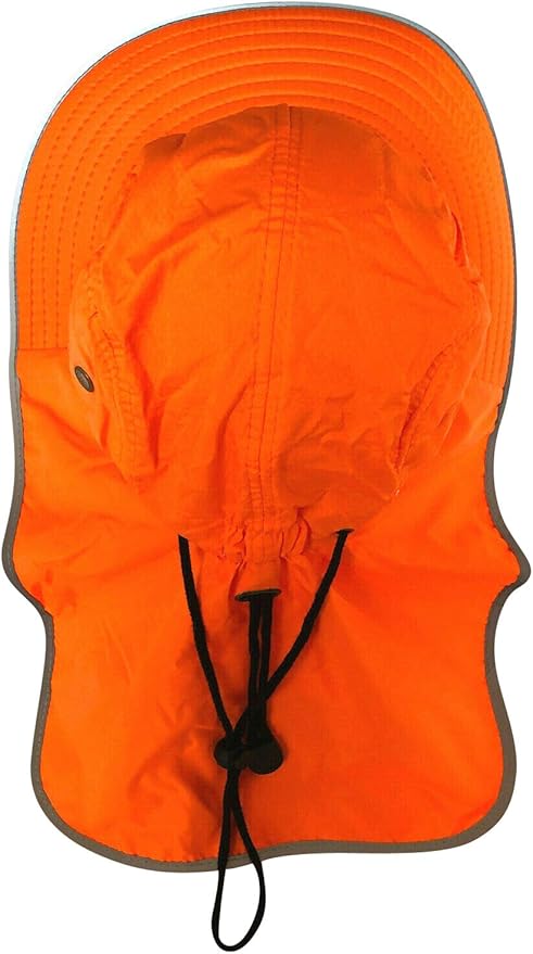 Men High Visibility Sun Hat with Neck Flap Wide Brim Boonie Hat Bucket Cap Packable Adjustable