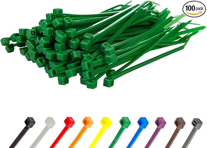 GTSE 4 Inch Green Zip Ties, 100 Pack, 18lb Strength, UV Resistant Nylon Small Cable Ties, Self-Locking 4" Tie Wraps