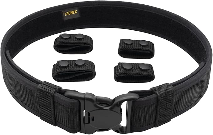 TACNEX Duty Belt w/ 4 Keepers 2.25" Nylon Stiff Utility Belt Police Correctional Officer Work Patrol Gear Carrier M