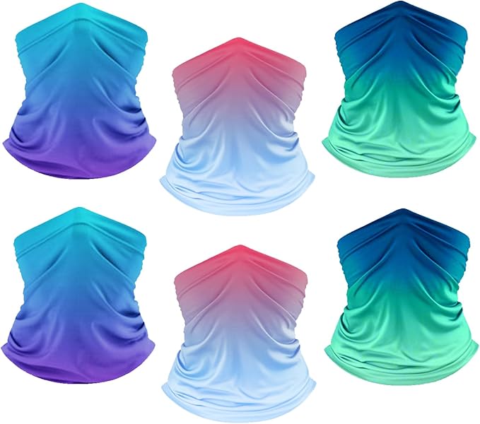 UPF 50+ Sun Protection UV Cooling Neck Gaiter Face Mask Gradient Color Scarf Breathable Bandana for Men & Women