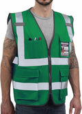 Dib Safety Reflective Vest ANSI Class 2, High Visibility Vest with Pockets and Zipper, Construction Work, Hi Vis