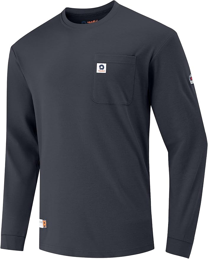 FR Shirts for Men 6.5oz Lightweight Fire Resistant Shirts for Men Long Sleeve NFPA2112/CAT2