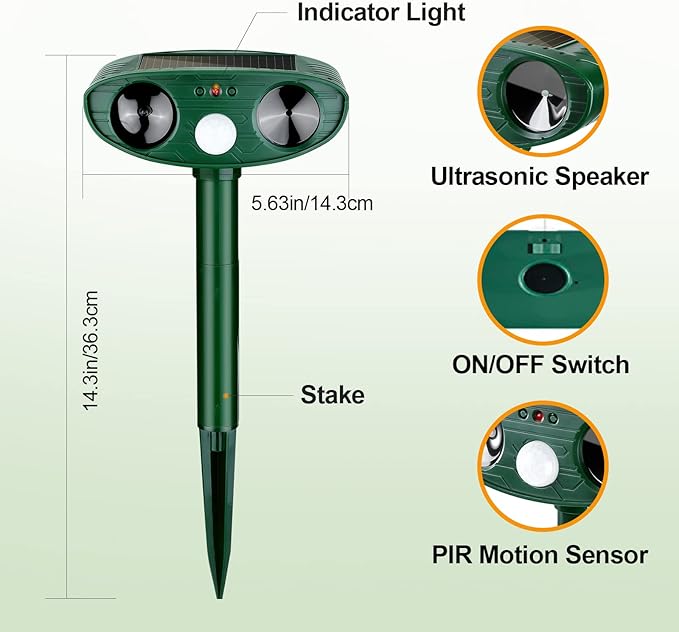 4 Pack Ultrasonic Animal Repellent Outdoor Solar Deer Repllent Devices Cat Deer Deterrent Scare Raccoon, Skunk, Rabbit, Dog, Waterproof with Motion Detector for Yard Garden