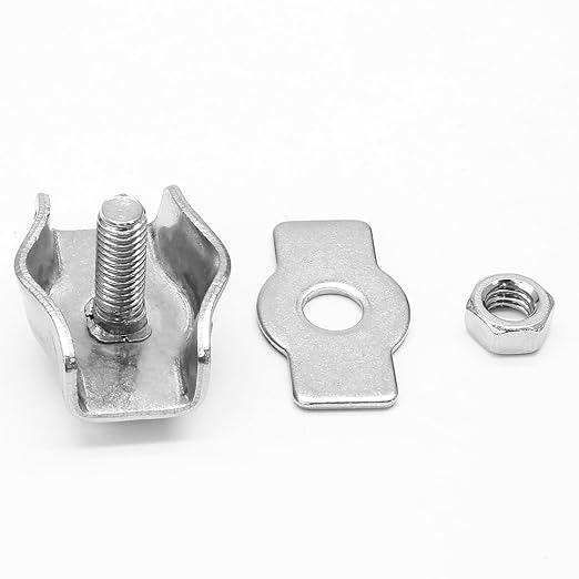 10 Pcs M5 Stainless Steel Single Wire Rope Clips, Simplex Bolt Cable Clamp for 3/16 Inch Diameter Wire Cable