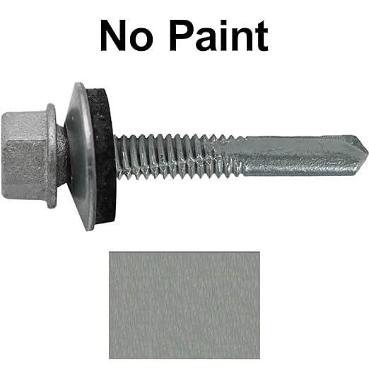 12 x 1-1/2" NO Paint Type 5 Drill Point Roofing Screws - Hex Washer Head - Self-Starting/Tapping - EPDM Washer. 6 X 250 Bags - 1,500 Screws